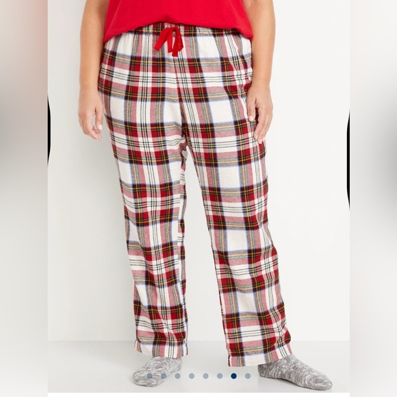 Old Navy Other - Old Navy Mid rise flannel sleep pants plaid lounge plus size 3X NWT white tartan